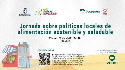 tarjetón  Jornada sobre políticas locales de alimentación sostenible y saludable